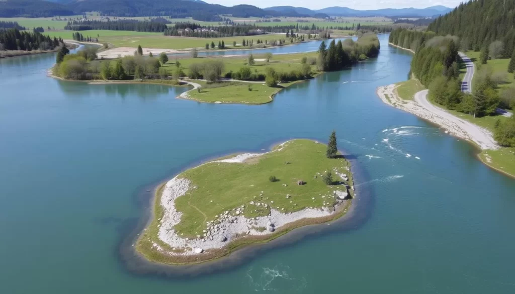 Image of the Steyr and Enns rivers confluence