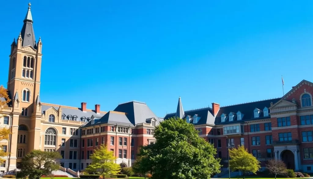 Image of the University of Iowa campus, showcasing the blend of historic and modern architecture.