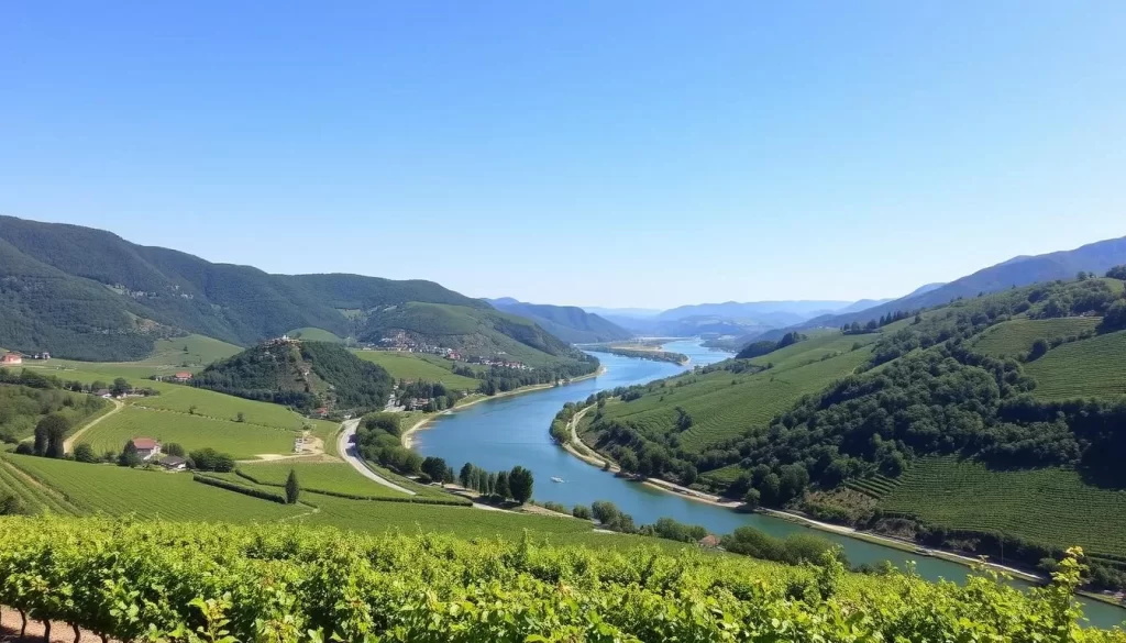 Image of the Wachau Valley's vineyards and Danube River