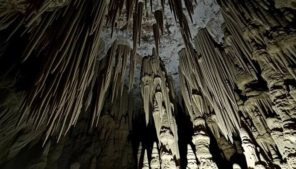 Image of the interior of Cal Cave with stalactites and stalagmites