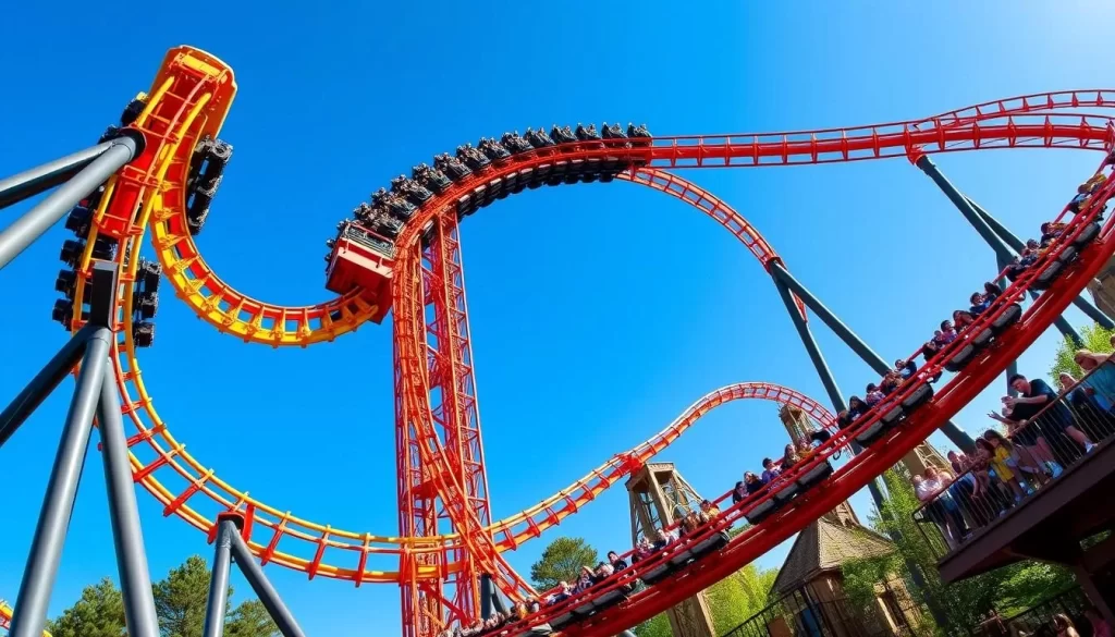 Image of the world's fastest multi-launch roller coaster at Busch Gardens Williamsburg