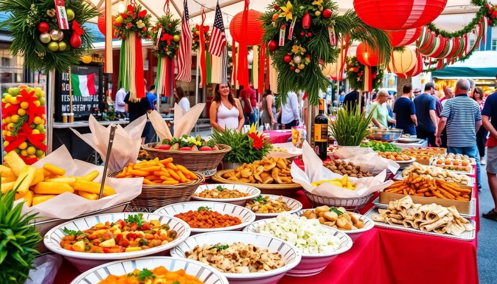 Image of traditional Italian cuisine and decorations at Indianapolis Italian Street Festival