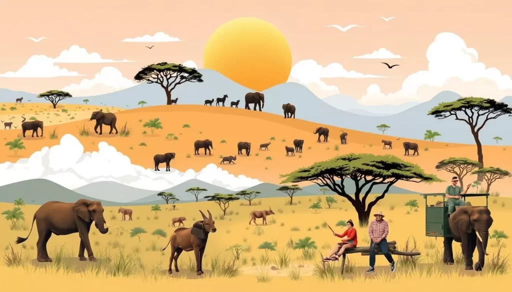 Image of various safari tour options in Serengeti National Park