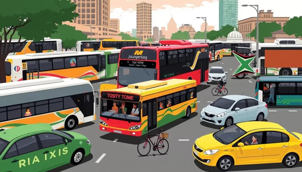 Image of various transportation modes in Johannesburg