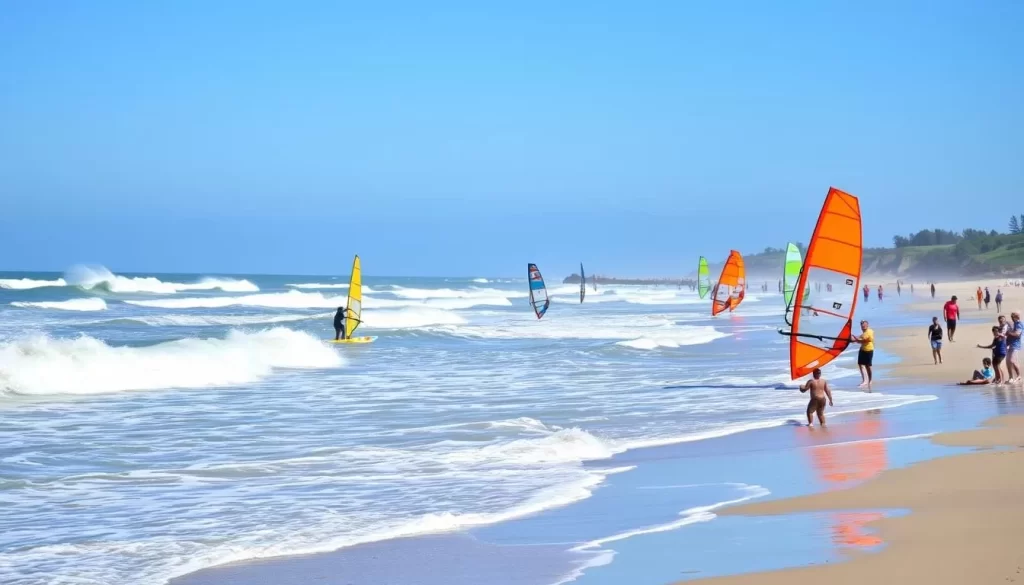 Image of various water sports activities along the Belgian coast