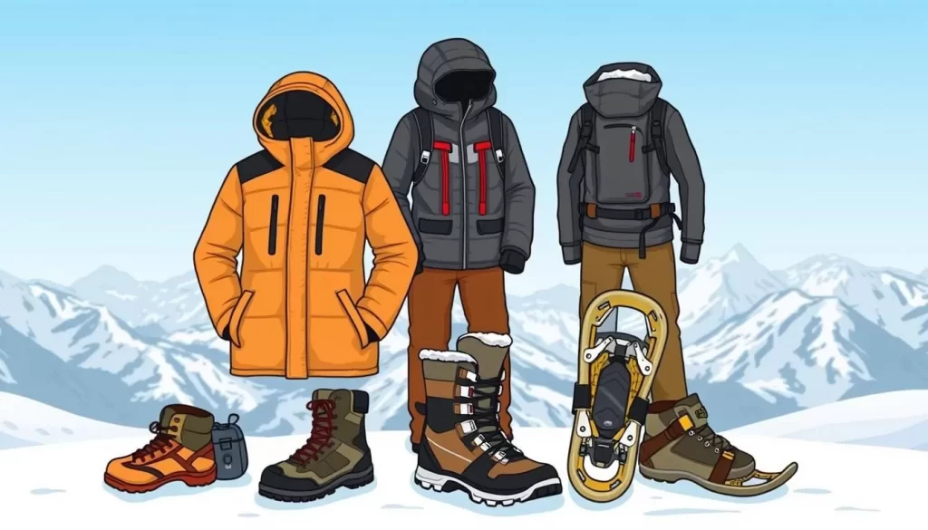 Image of winter hiking gear
