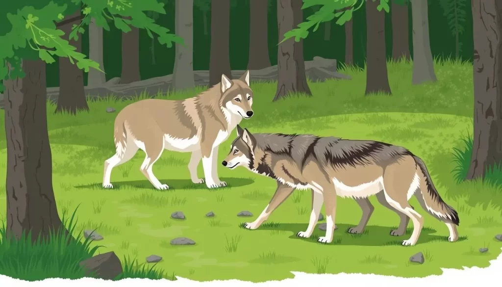 Image of wolves in a natural habitat at the Wolf Sanctuary of PA
