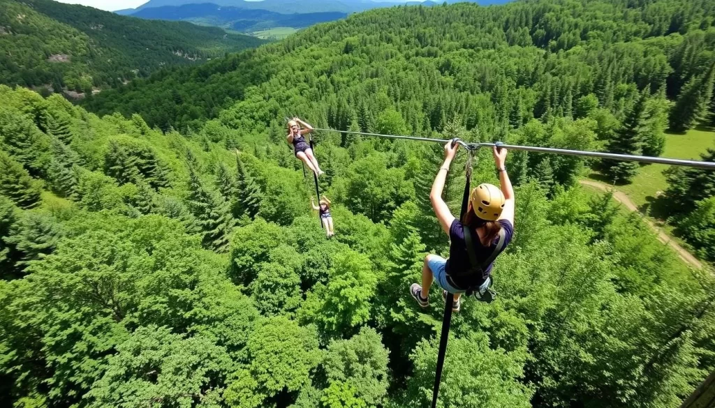 Image of zipline tour at Gunstock Mountain
