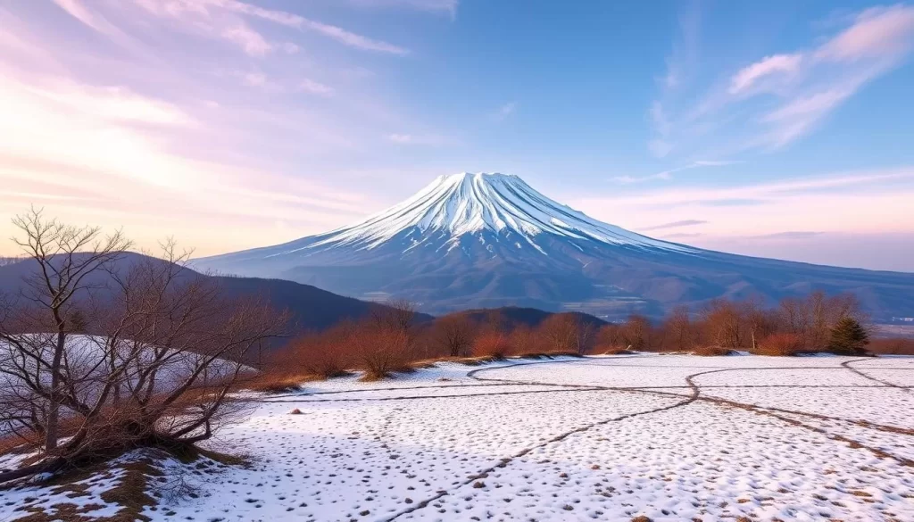 Imagine a serene Jeju Island with snow-capped Hallasan Mountain and peaceful landscapes