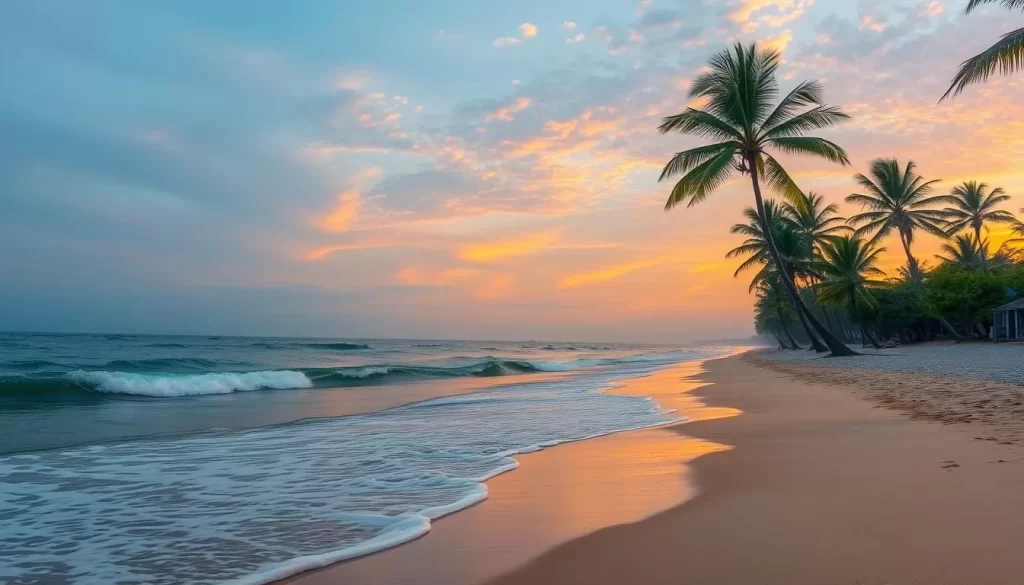 Imagine a serene beach scene at La Plage de Aneho