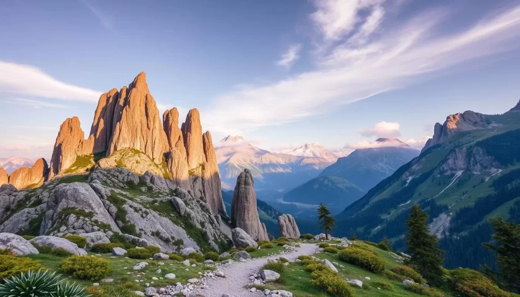 Imagine hiking through a landscape reminiscent of Switzerland, with unique rock formations and lush greenery.