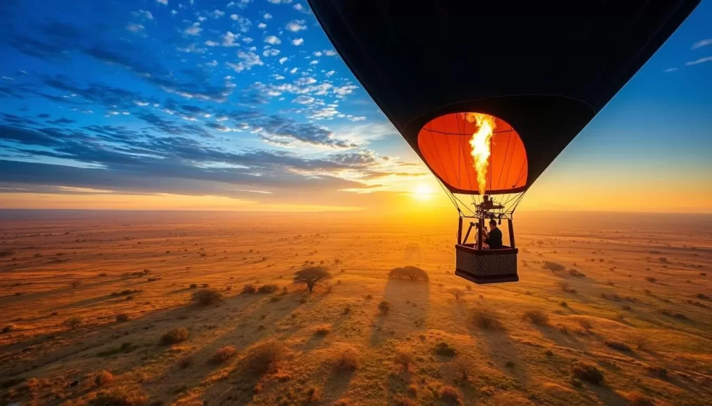 Imagine soaring above the Masai Mara landscape in a hot air balloon, witnessing the sunrise over the savannah.
