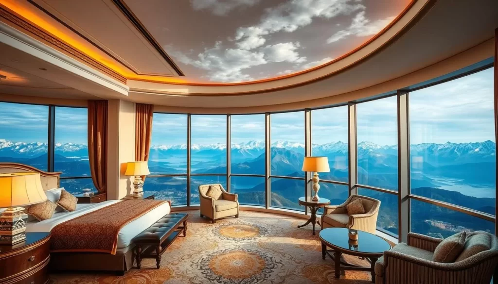 Imagine staying at a luxurious hotel with breathtaking mountain views.