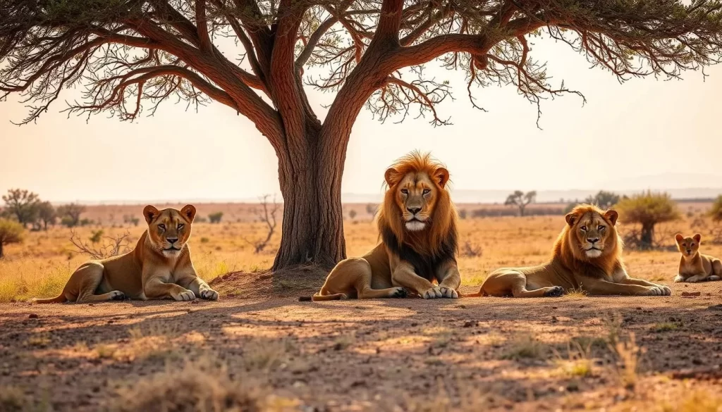 Imagine witnessing a majestic lion pride lazing under the shade of an acacia tree in Kgalagadi Transfrontier Park.