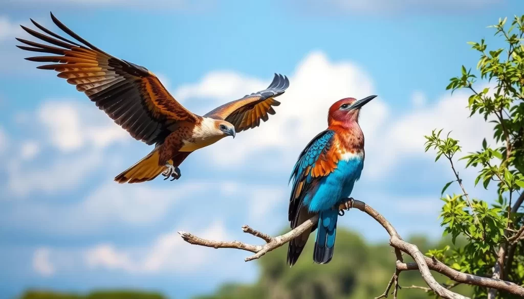 Imagine witnessing the majestic African fish eagle soaring through the skies or spotting the vibrant lilac-breasted roller perched on a tree branch in Mikumi National Park.