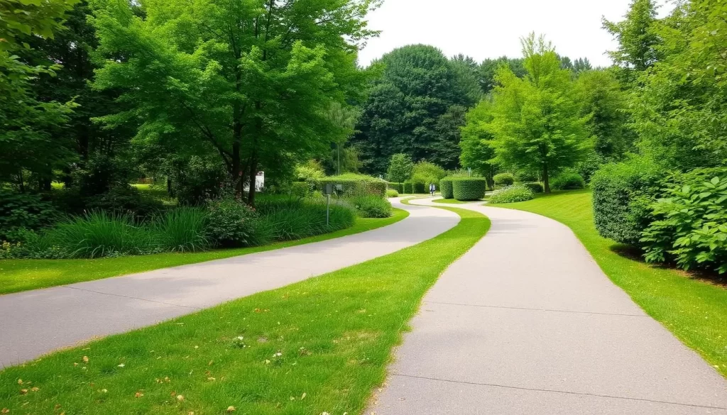 Kasprowicz Park in Szczecin with walking paths and lush greenery