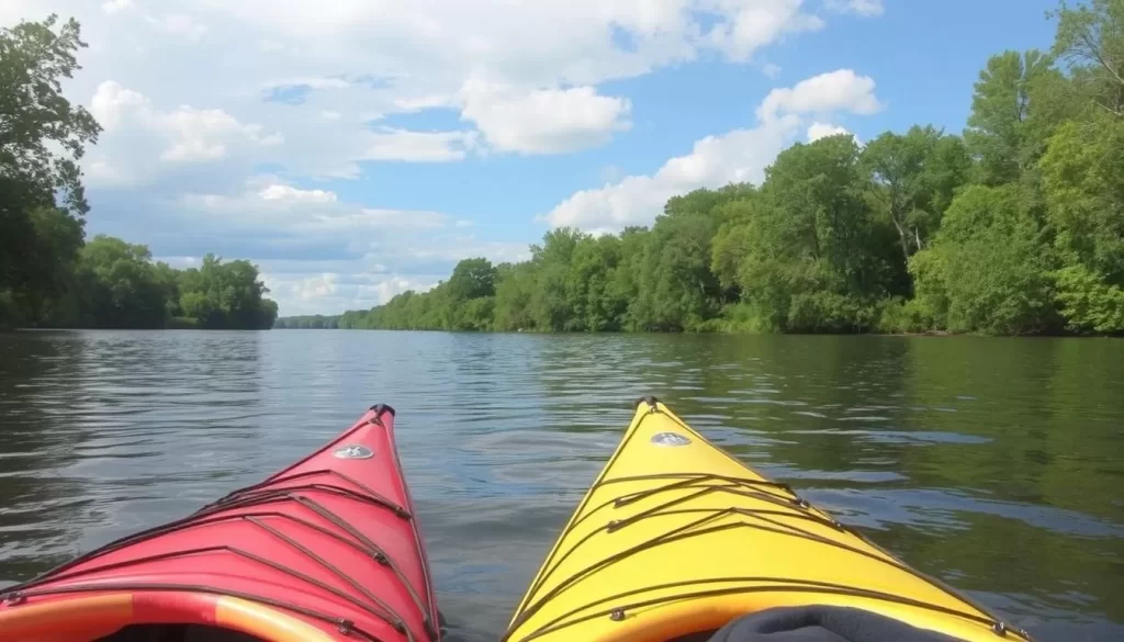 Kayak rentals available in La Crosse, Wisconsin, with scenic views of the Mississippi River