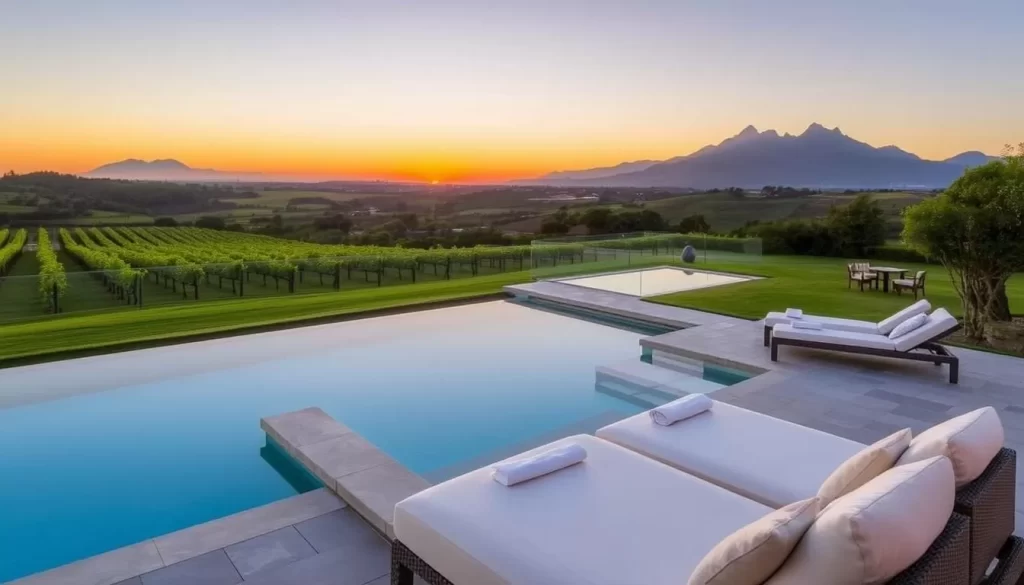 La Residence in Franschhoek with vineyard views and private pools