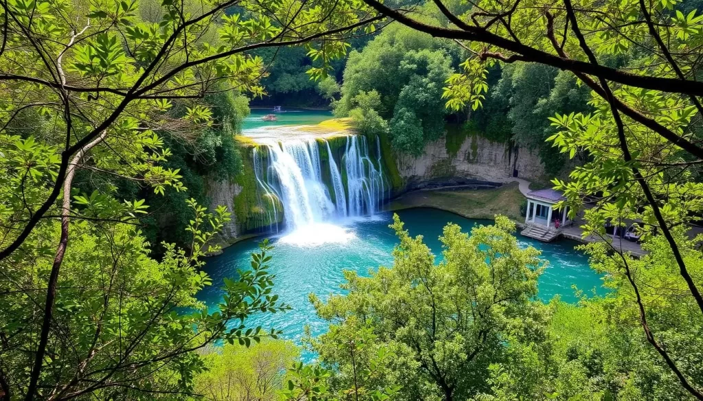 Manavgat Waterfalls surrounded by lush greenery and a serene atmosphere