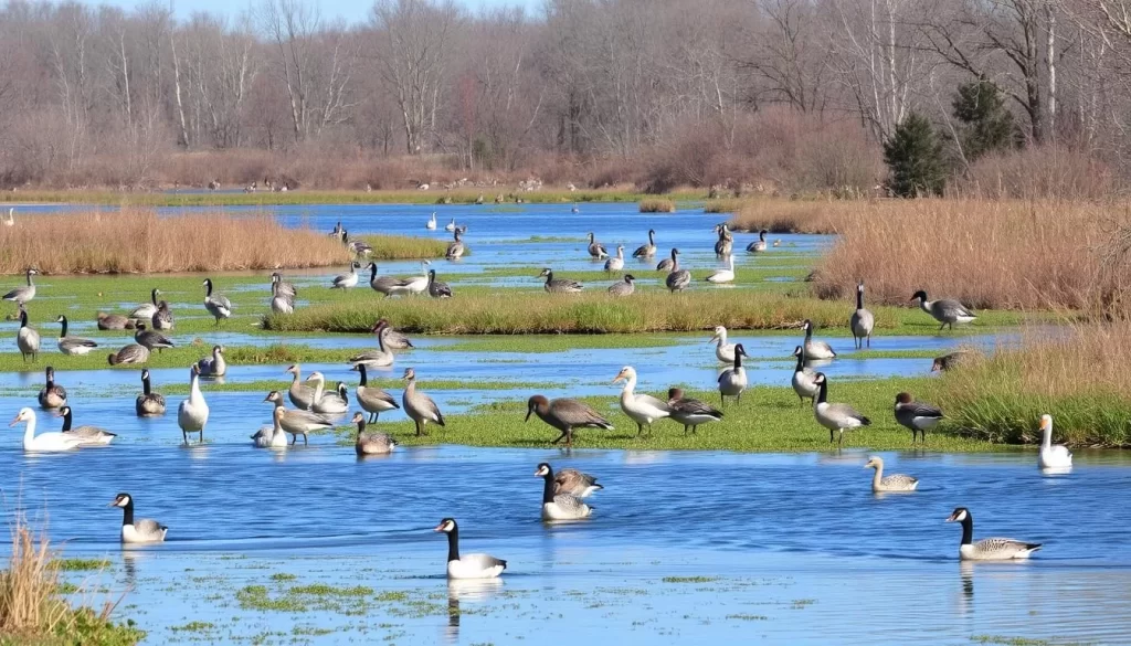 Middle Creek Wildlife Management Area landscape with waterfowl and diverse wildlife