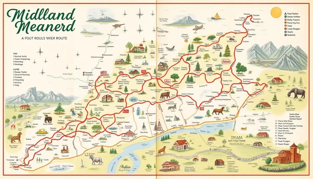 Midlands Meander route map