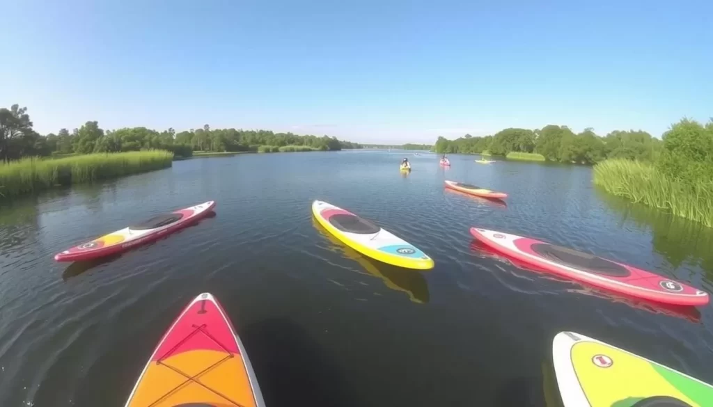 Paddle boards and kayaks on the Cane River
