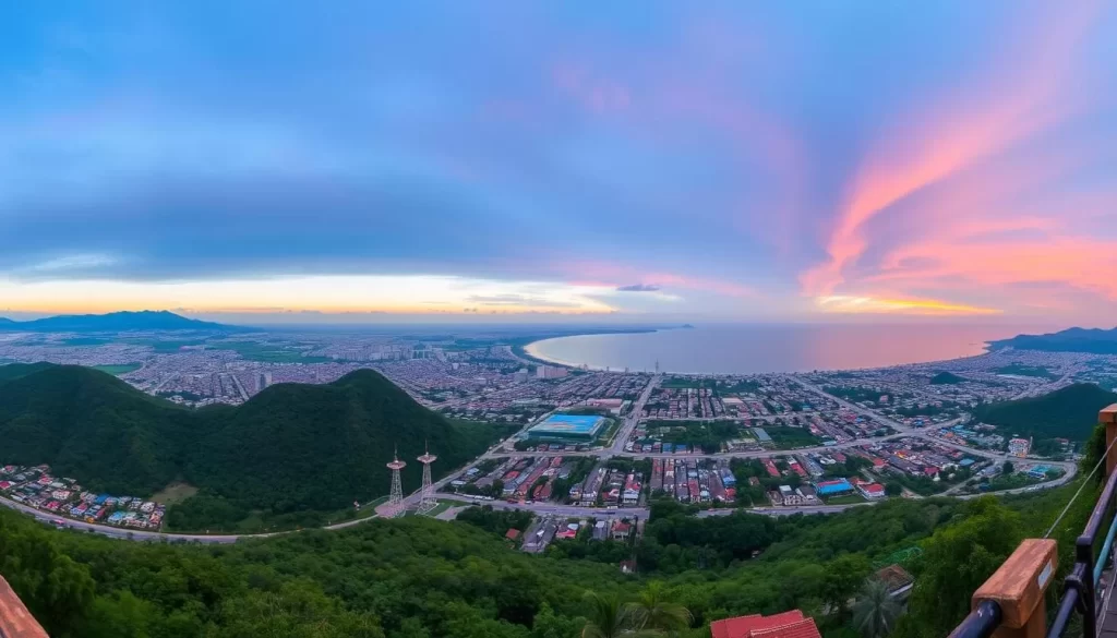 Panoramic view of Hua Hin city and coastline from Khao Hin Lek Fai Viewpoint