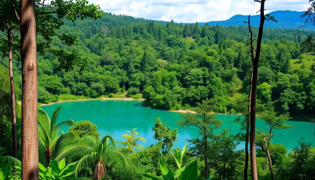 Puszcza Bukowa forest with Emerald Lake in the background