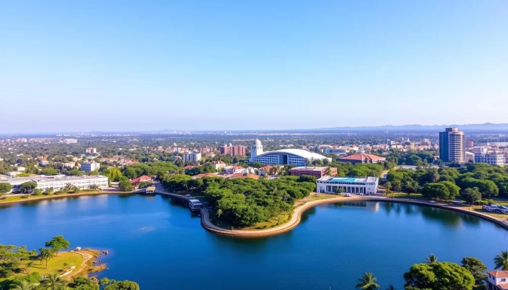 Silvassa cityscape with Vanganga Lake