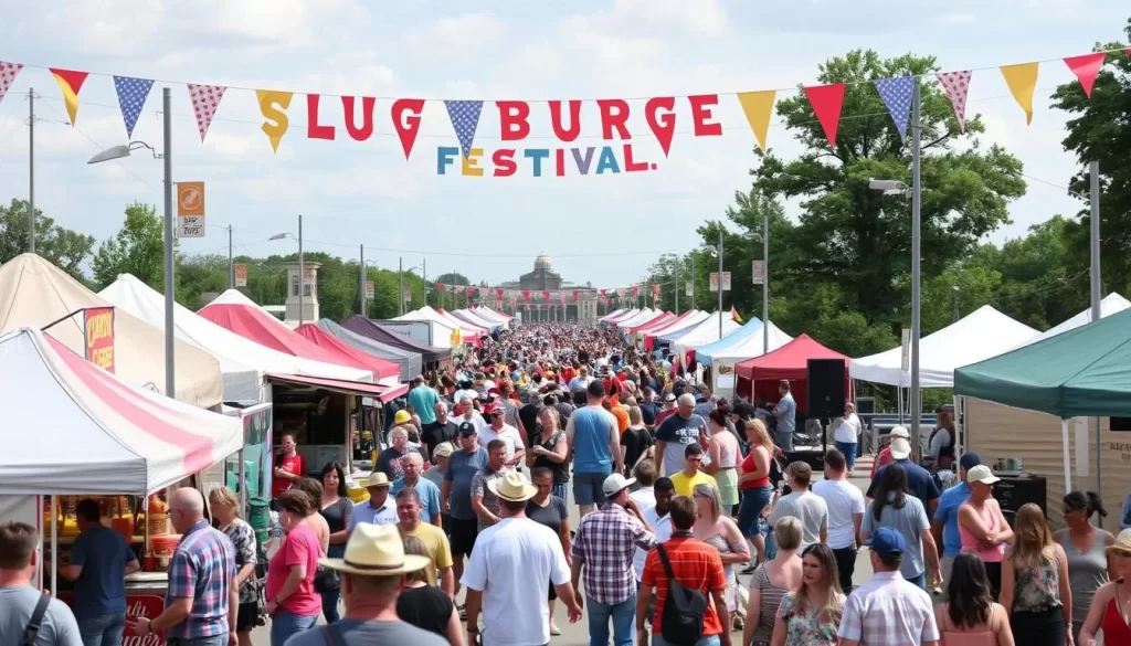 Slugburger Festival in Corinth, MS, featuring food vendors and live music