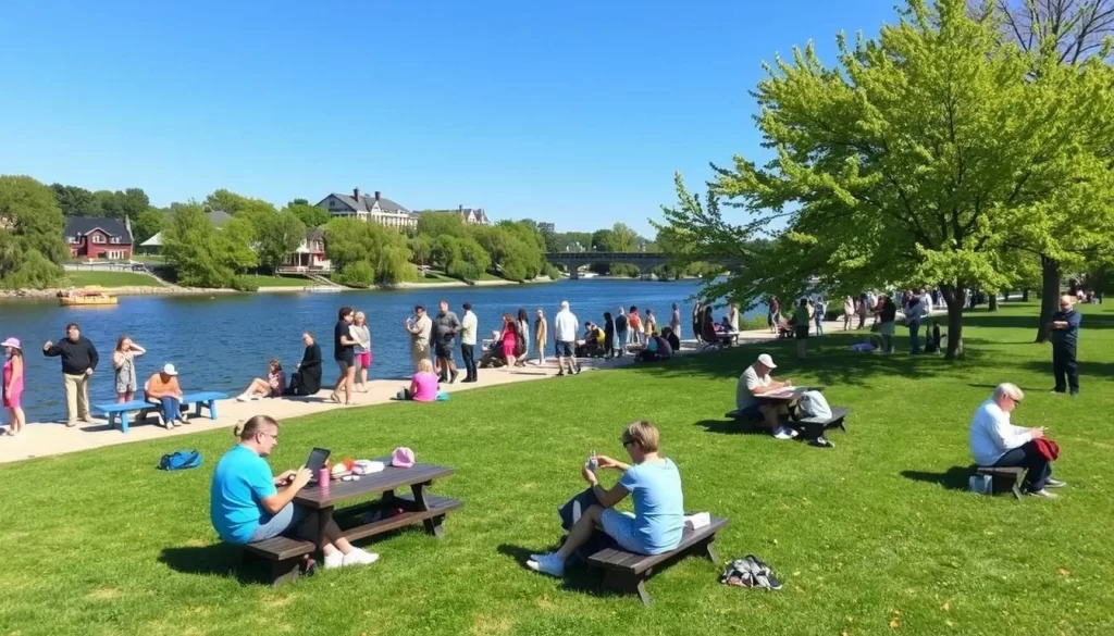 Smothers Park Owensboro riverfront scene with people enjoying the outdoors