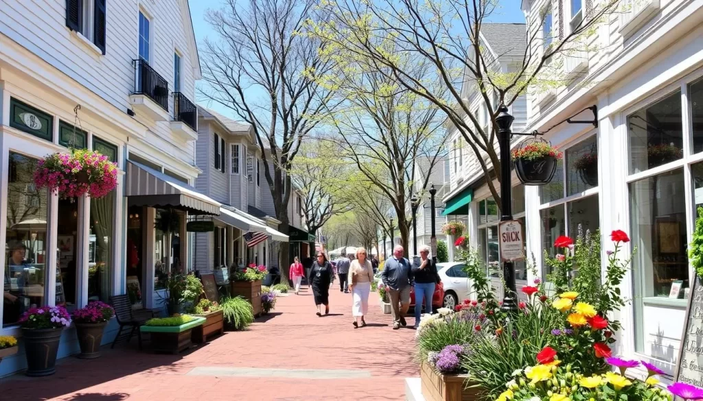 Spring Lake NJ shopping district with boutique stores and art galleries