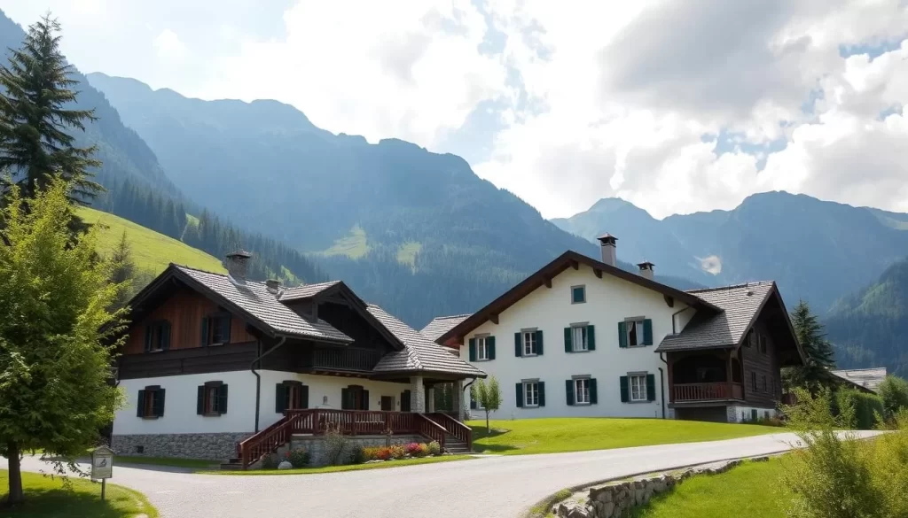 Tyrolean farmhouse with traditional architecture and surroundings