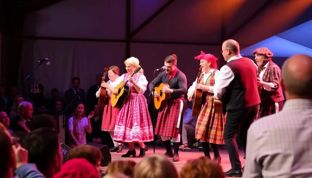 Tyrolean folk musicians performing on stage