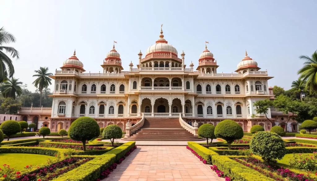 Ujjayanta Palace image with its majestic architecture and Mughal gardens