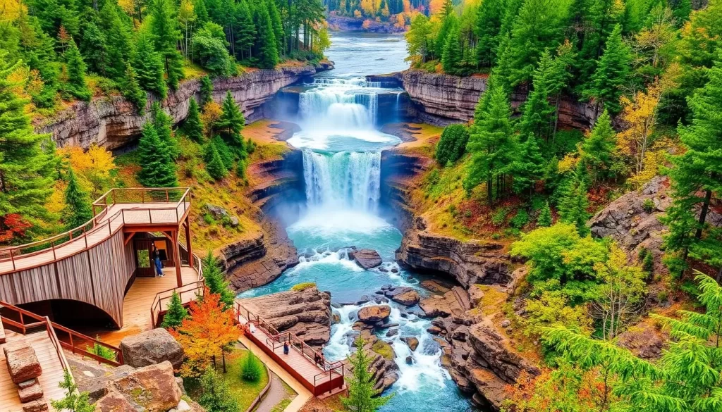 Upper Falls viewing platforms at Tahquamenon Falls State Park