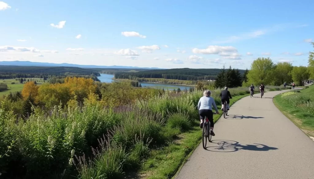 Washington Secondary Bike Path with cyclists and scenic views