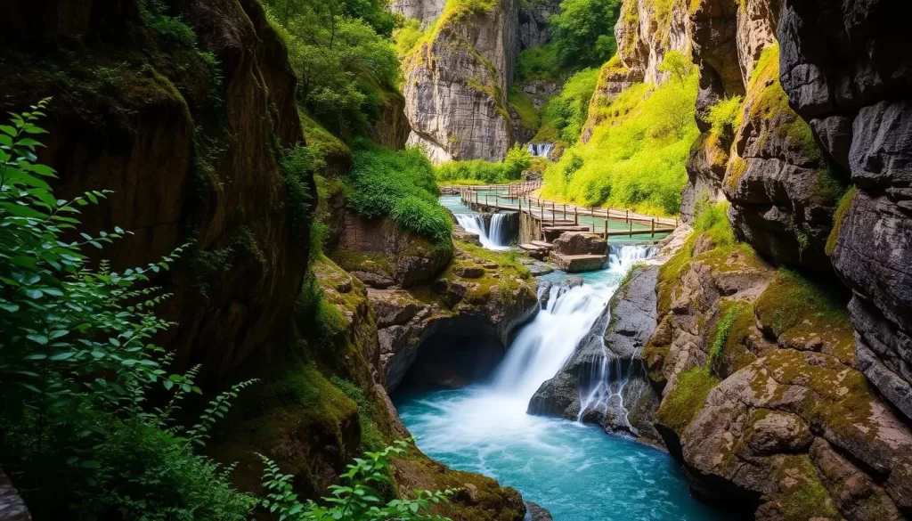 Water cascading through the Tscheppaschlucht Gorge