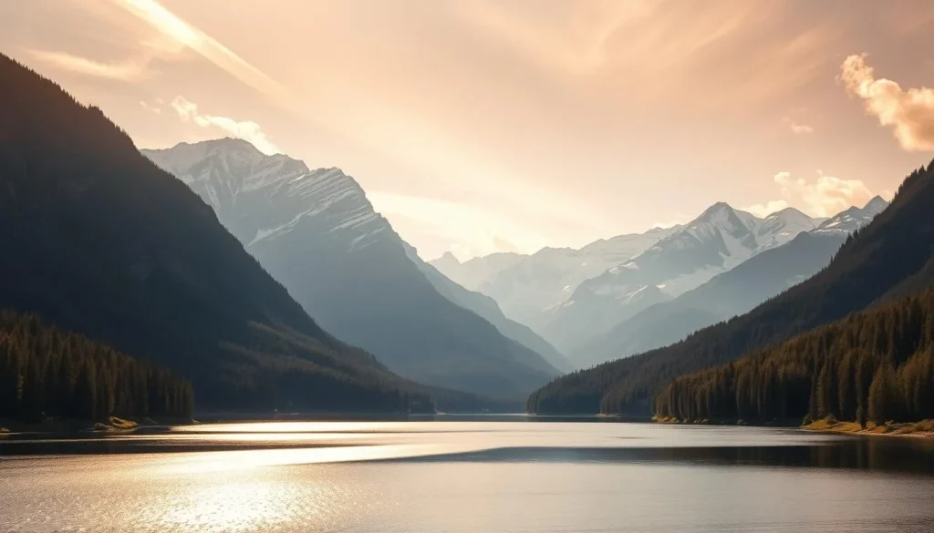 A breathtaking landscape of Glacier National Park in Montana, captured with a wide-angle lens. In the foreground, a serene alpine lake reflects the towering, snow-capped peaks that rise majestically in the background. Lush, verdant forests line the shores, creating a sense of tranquility. Warm, golden sunlight filters through wispy clouds, casting a gentle glow over the scene. The image conveys the awe-inspiring beauty and pristine wilderness of this iconic American landscape, inviting the viewer to explore its natural wonders. A breathtaking landscape of Glacier National Park in Montana, captured with a wide-angle lens. In the foreground, a serene alpine lake reflects the towering, snow-capped peaks that rise majestically in the background. Lush, verdant forests line the shores, creating a sense of tranquility. Warm, golden sunlight filters through wispy clouds, casting a gentle glow over the scene. The image conveys the awe-inspiring beauty and pristine wilderness of this iconic American landscape, inviting the viewer to explore its natural wonders.