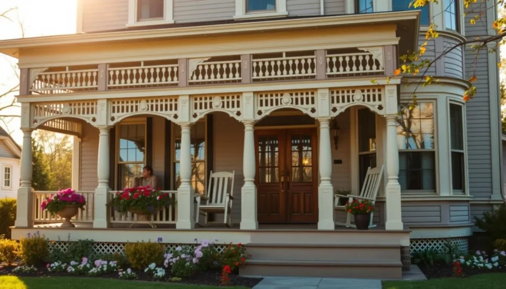 A cozy bed and breakfast in Winterset with Victorian architecture and a welcoming front porch A cozy bed and breakfast in Winterset with Victorian architecture and a welcoming front porch