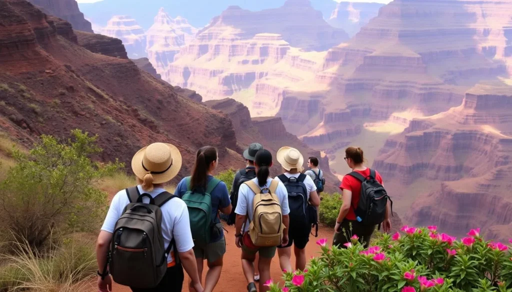 A group of hikers with a guide at Waimea Canyon