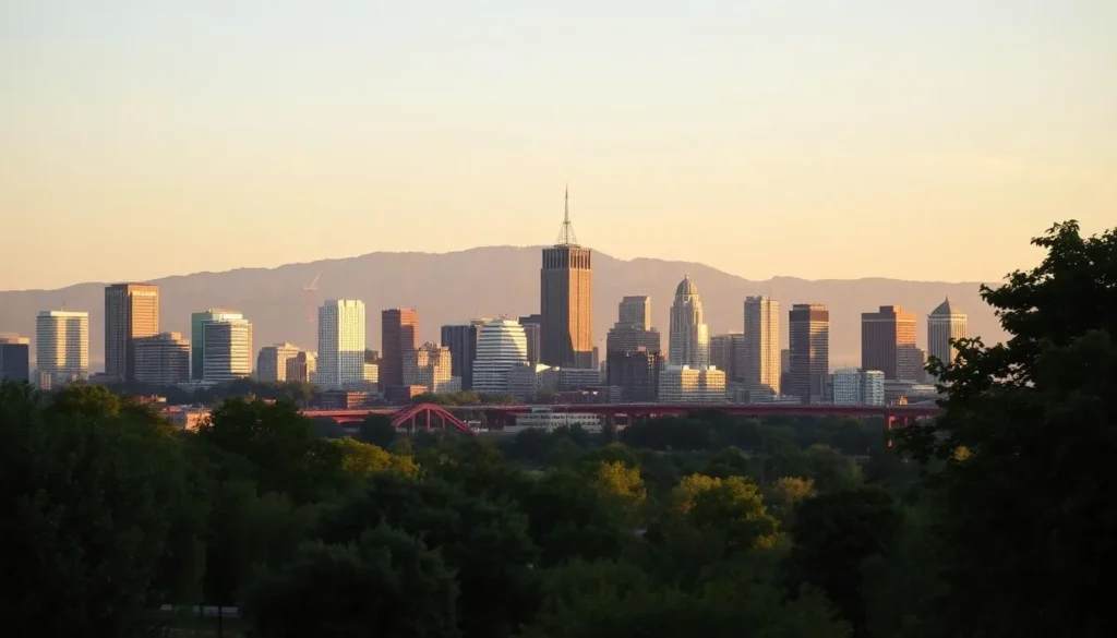 A panoramic view of Hamilton's skyline, with the iconic Niagara Escarpment rising majestically in the background. The city's modern high-rises and historic landmarks, including the iconic Pigott Building, are bathed in warm, golden sunlight, creating a harmonious blend of urban and natural elements. In the foreground, a lush, verdant park stretches out, inviting visitors to explore the city's vibrant outdoor spaces. The image exudes a sense of serene tranquility, capturing the essence of Hamilton's unique blend of urban charm and natural beauty.