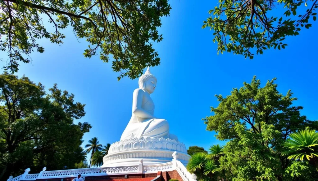 A photo of the White Buddha at Long Son Pagoda