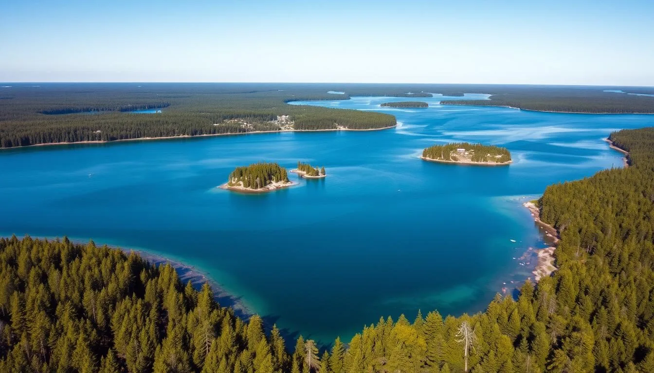 Aerial view of Crane Lake, Minnesota with its pristine waters and surrounding forest