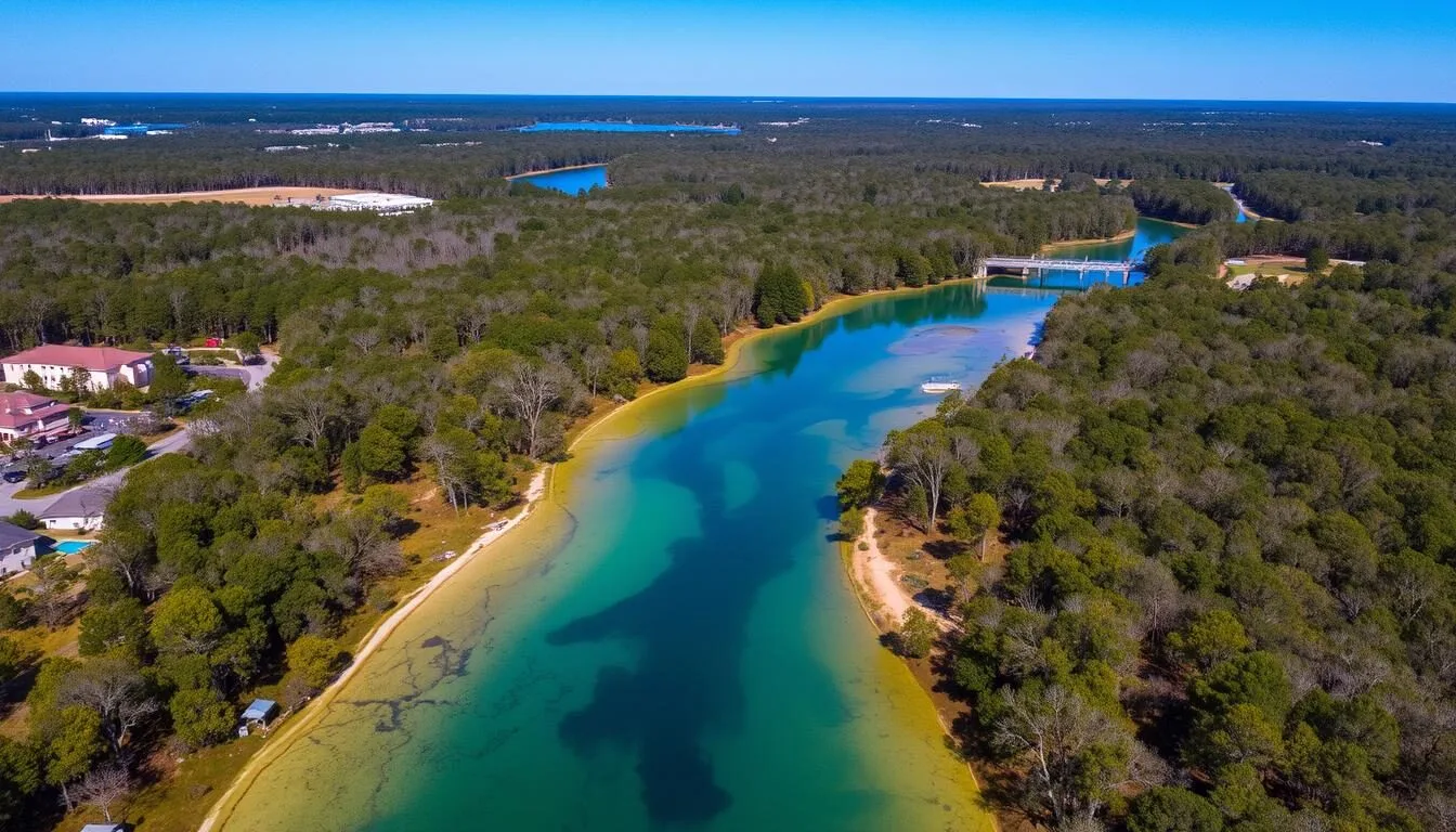 Aerial view of Marion County Florida showing Silver Springs and surrounding natural landscape