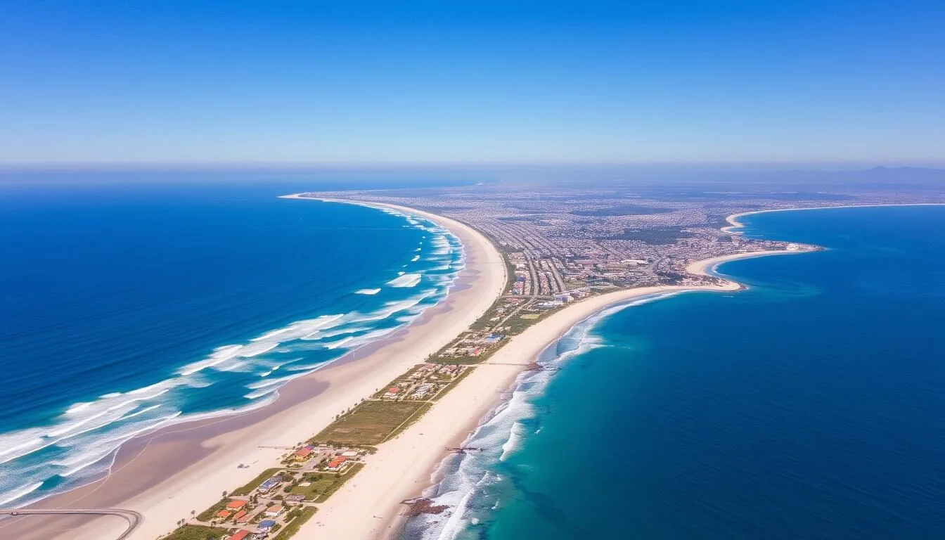 Aerial view of Orange County California coastline showing pristine beaches and blue waters, one of the best things to do in Orange County