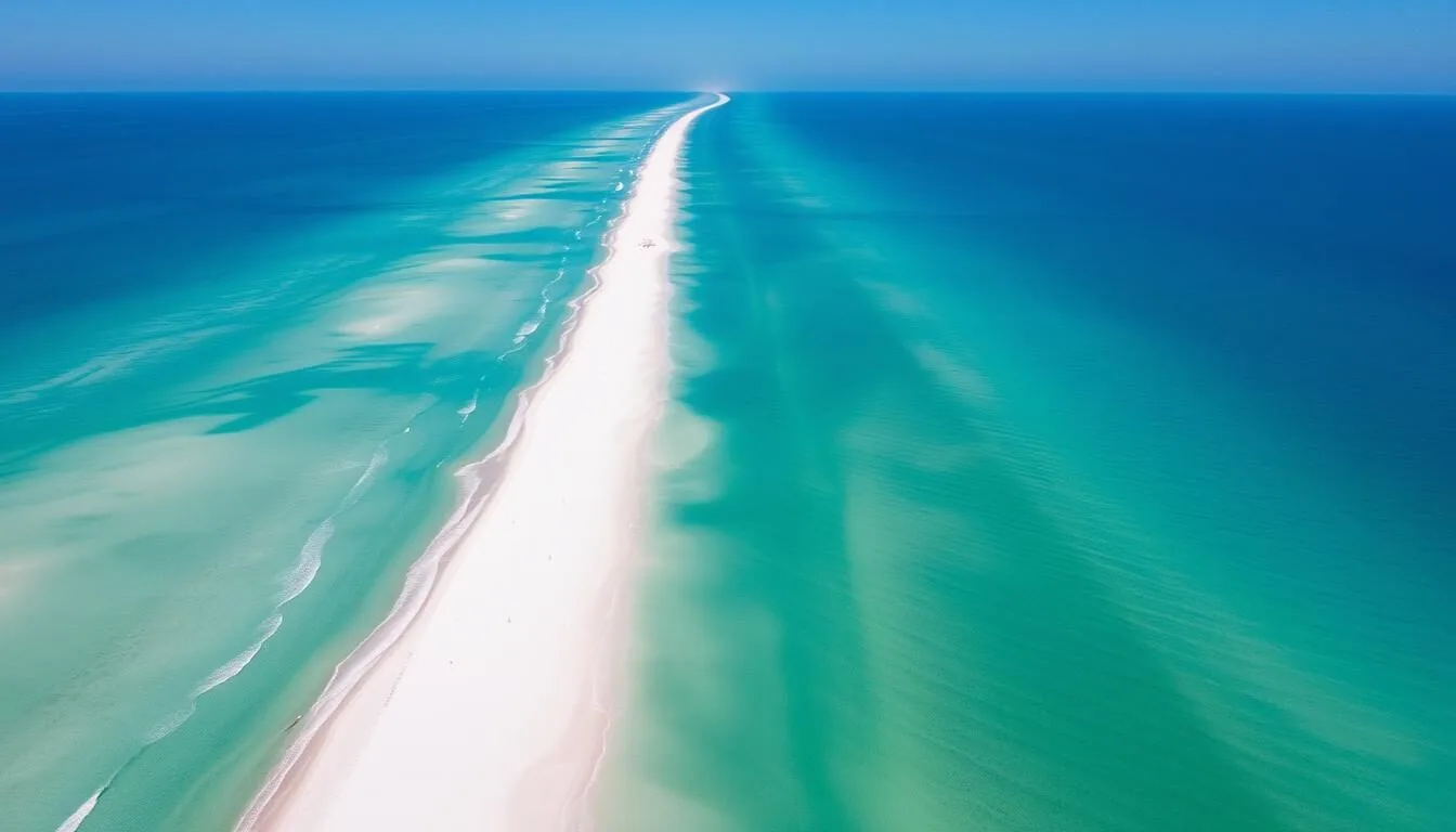Aerial view of Santa Rosa County Florida beaches and coastline