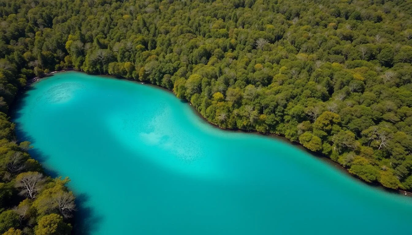 Aerial view of Wakulla Springs, one of the largest and deepest freshwater springs in Wakulla County, Florida