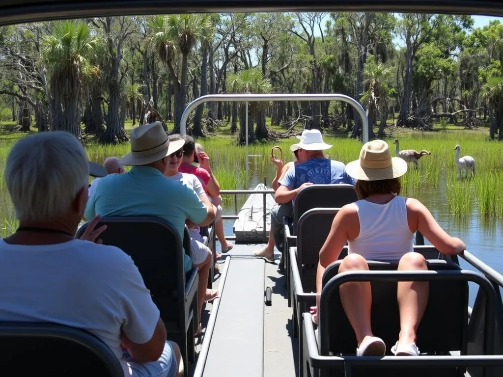 Airboat tour through DeSoto County Florida wetlands Airboat tour through DeSoto County Florida wetlands