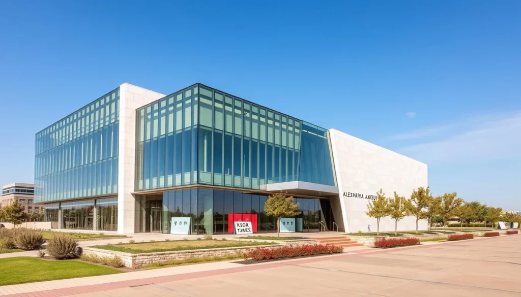 Alexandria Museum of Art exterior with its modern architecture beside the Red River Alexandria Museum of Art exterior with its modern architecture beside the Red River